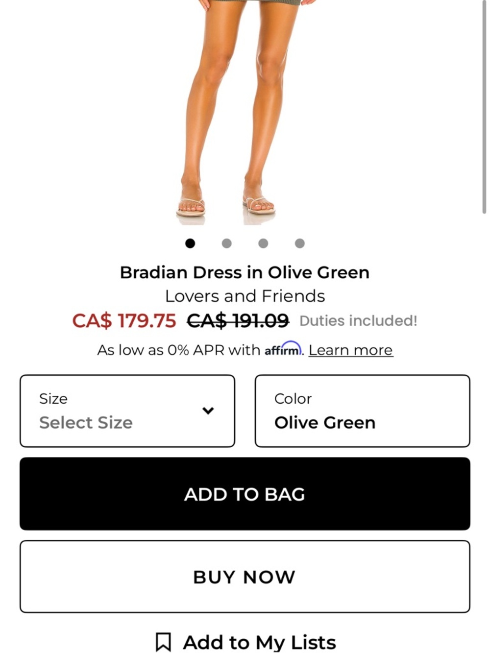 Lovers + Friends Olive Ribbed Square-Back Mini Dress - Picture 3 of 5